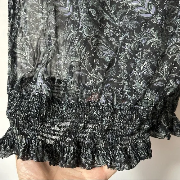 Zara Black and Gray Paisley Blouse - Picture 6 of 11